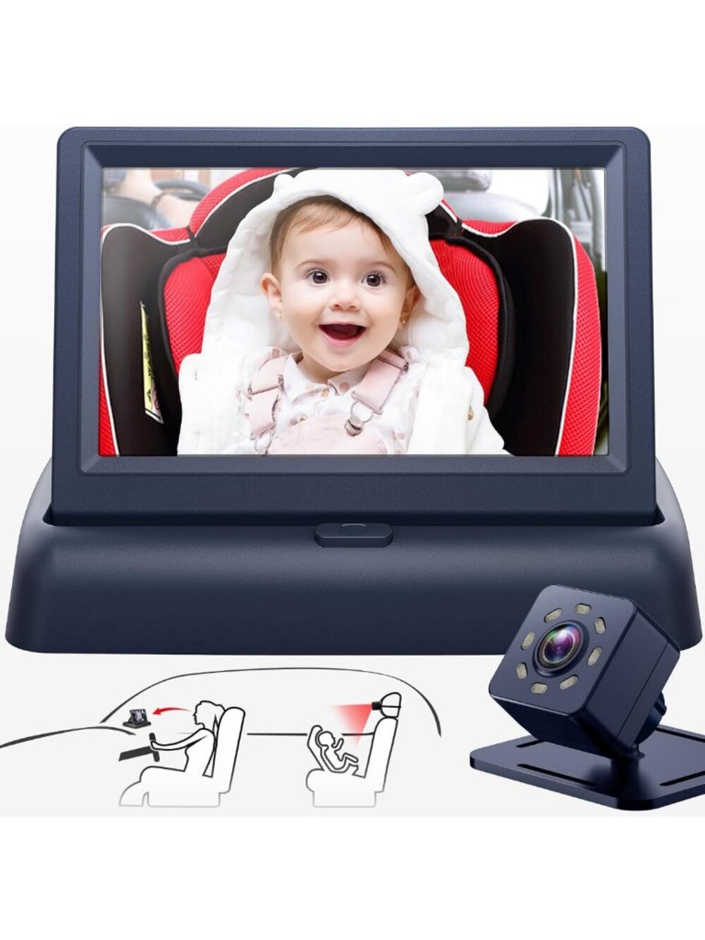HD Baby Car Mirror with Night Vision - Safety Seat Camera for Clear Baby View